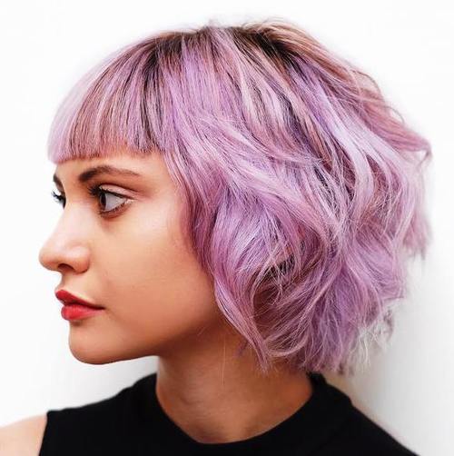 pastel-purple-wavy-bob-with-bangs