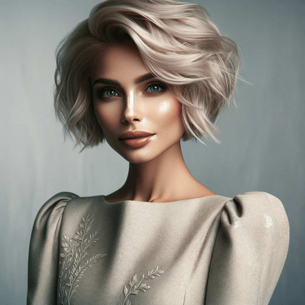 short tousled pale blonde bob