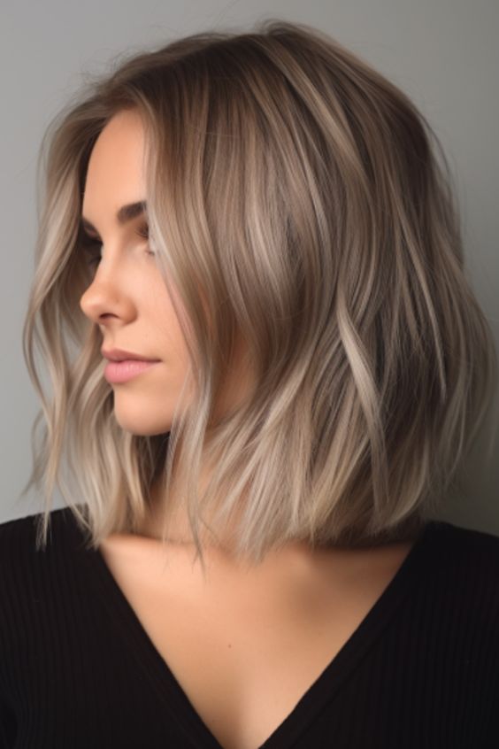 Ash Blonde Ombre Bob on straight hair with gradient effect