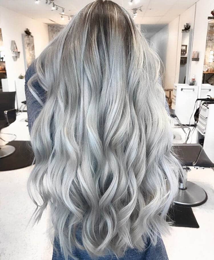 Long Silvery Platinum Blonde Curls