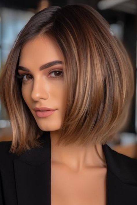 2. Wavy Brown to Caramel Ombre Bob