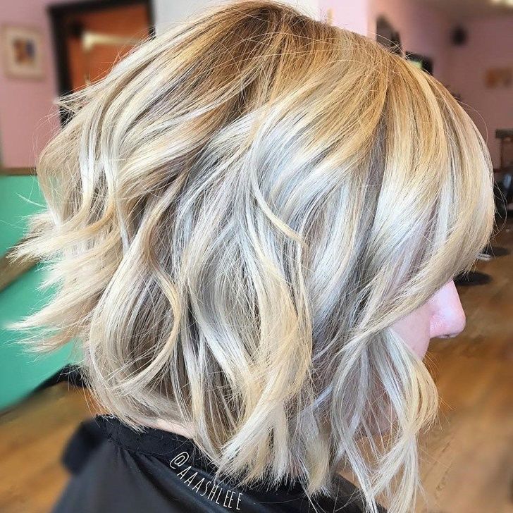 inverted Blonde Bob with a Messy Finish