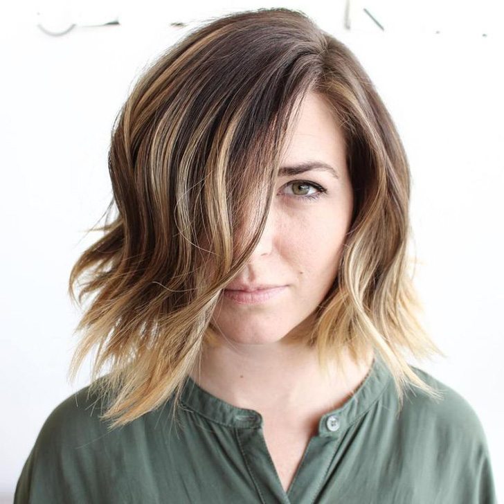 Choppy Brown Blonde Balayage Bob