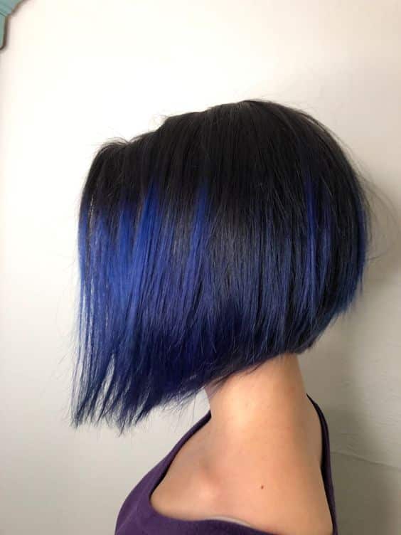3. Inverted Black to Blue Ombre Bob