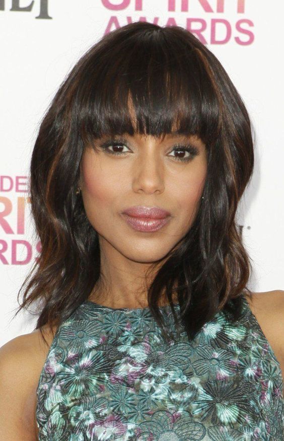 30 Chic Celebrity-Inspired Lobs | Kerry Washington Lob Haircut | Hairstyle on Point