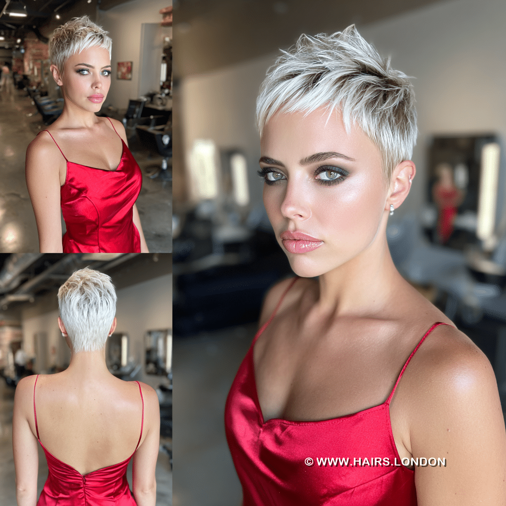 Icy Platinum Blonde Pixie Hair