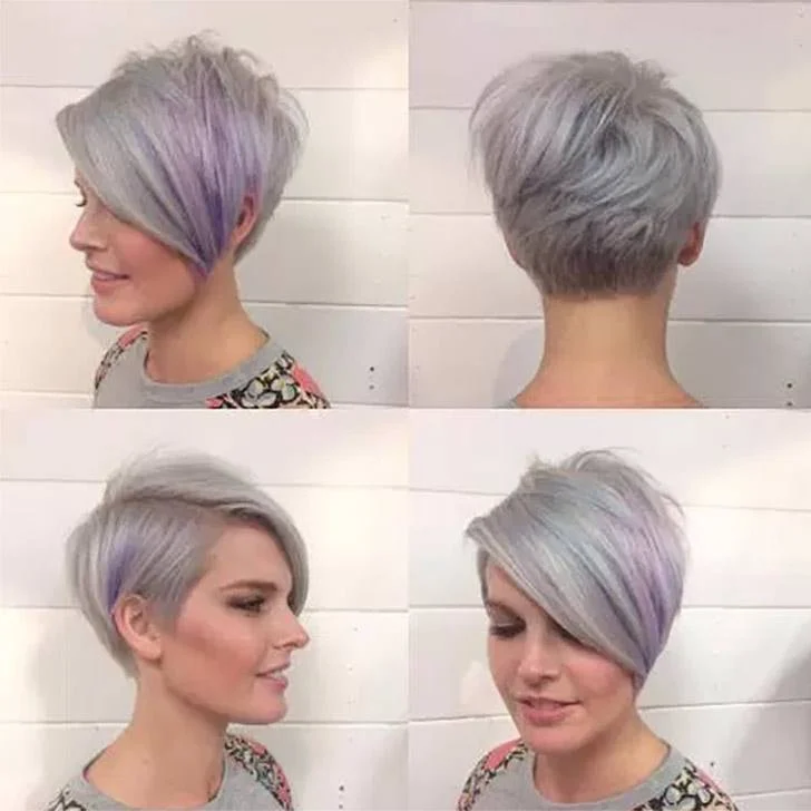 Blonde Pixie with Strands of Lavender Hue