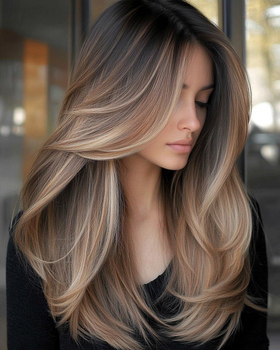 Cool Taupe Balayage with Smoky Dimension