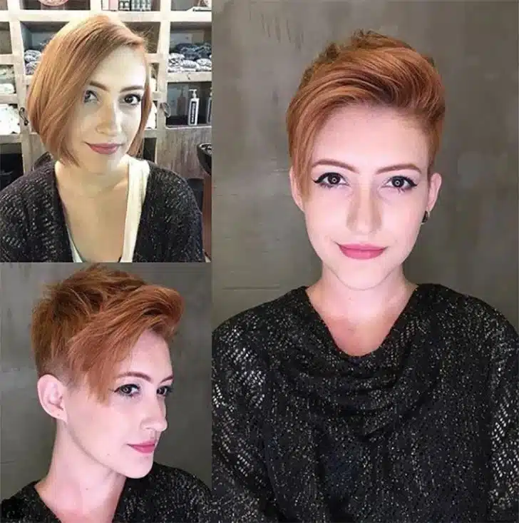 Dark Golden Pixie Cut Updo