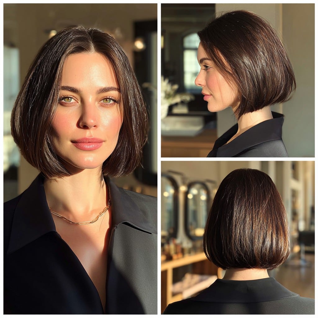 Glossy Espresso Brown Bob Hair
