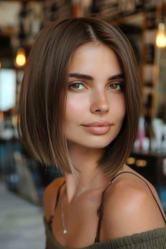 Medium Straight Brunette Bob