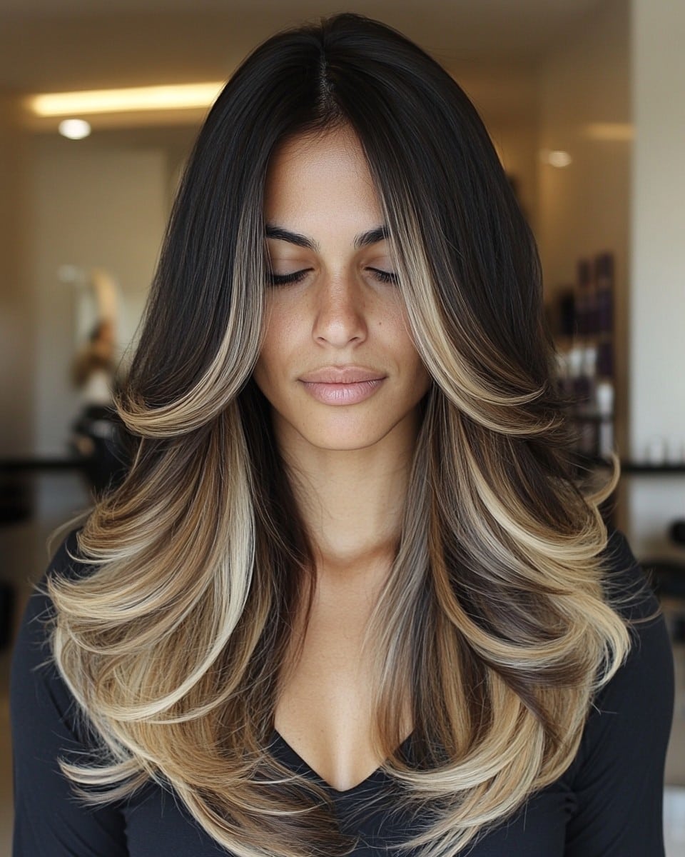 Rooted Caramel Blonde with Face-Framing Highlights