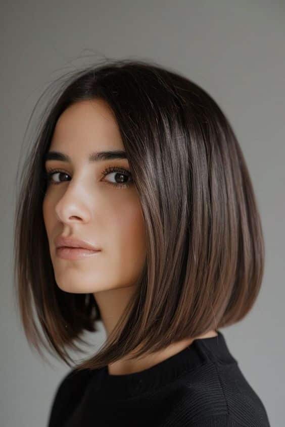 Sleek Asymmetrical Bob with Side Part