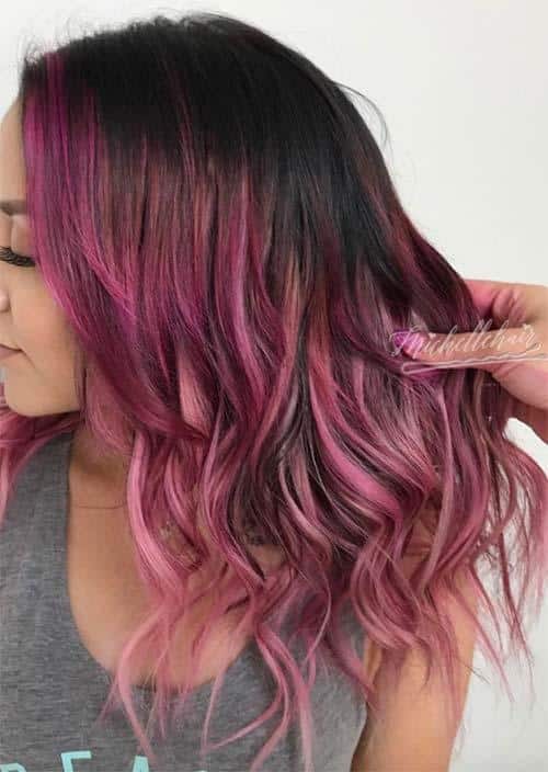 Balayage Hair Trend: Balayage Hair Colors & Balayage Highlights: Magenta Balayage