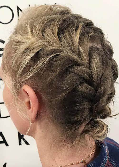 Updos for Short Hair Ideas: Crimped Braided Short Hair Updo