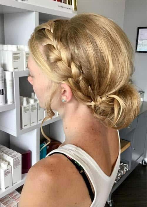 Updos for Short Hair Ideas: Crown Braided Short Hair Updo