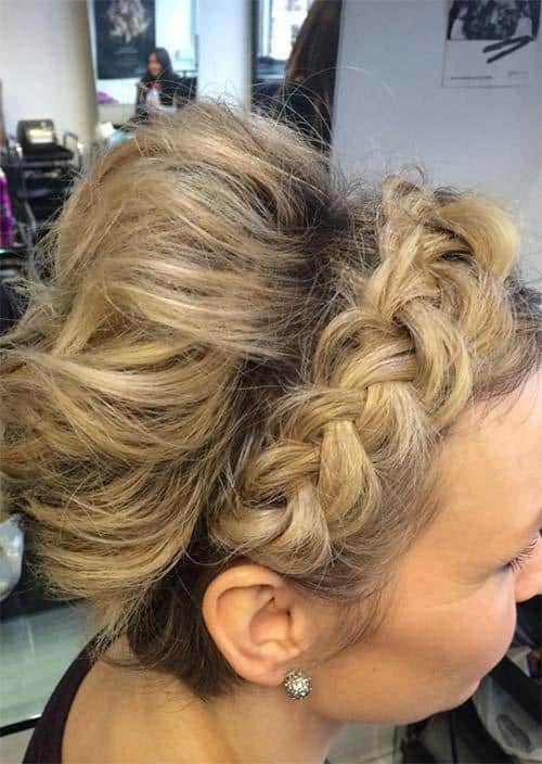 Updos for Short Hair Ideas: Crown Braided Short Hair Updo