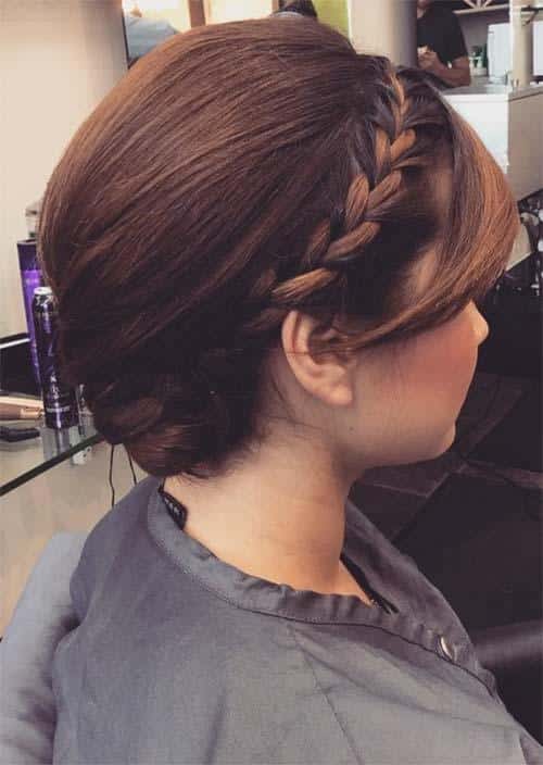 Updos for Short Hair Ideas: Crown Braided Short Hair Updo