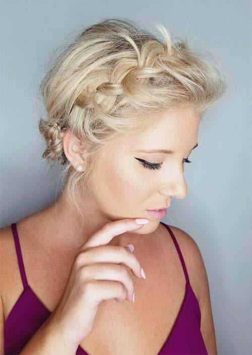 Updos for Short Hair Ideas: Crown Braided Short Hair Updo