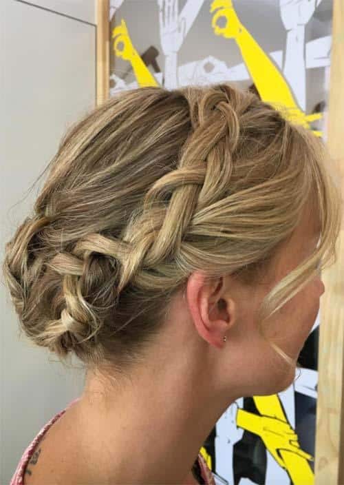 Updos for Short Hair Ideas: Halo Braided Short Hair Updo