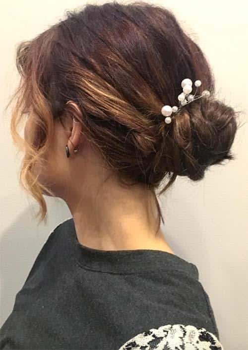 Updos for Short Hair Ideas: Low Bun Short Hair Updo