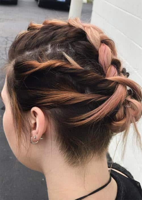 Updos for Short Hair Ideas: Woven Braided Short Hair Updo