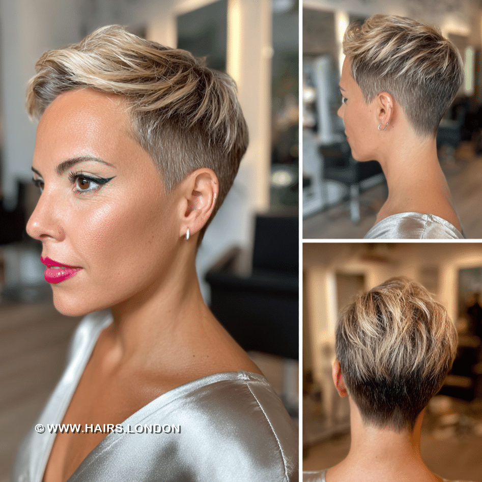 Champagne Beige Blonde Pixie Hair