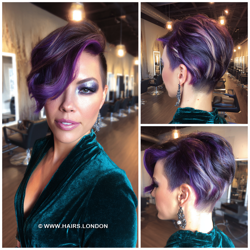 Vibrant Plum Violet Pixie Hair