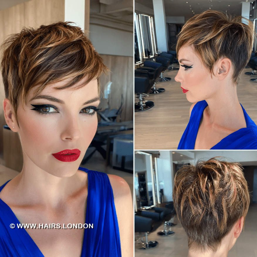Golden Caramel Highlighted Pixie Hair