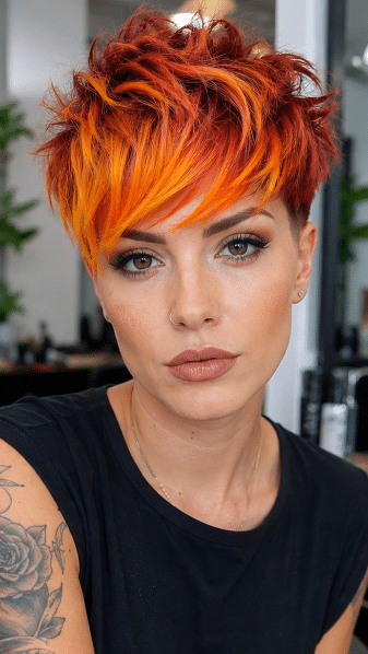 Sunset Ember Pixie Hair