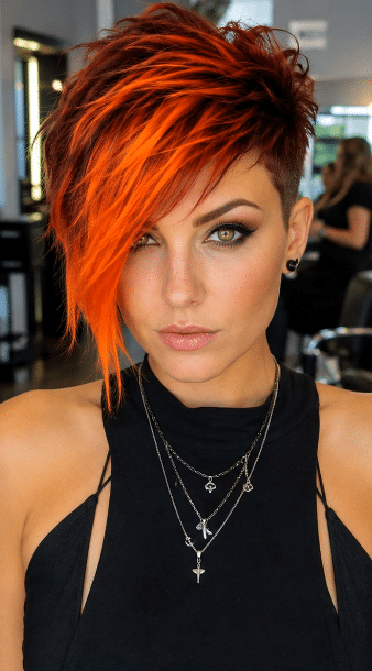 Neon Tangerine Rebel Pixie Hair