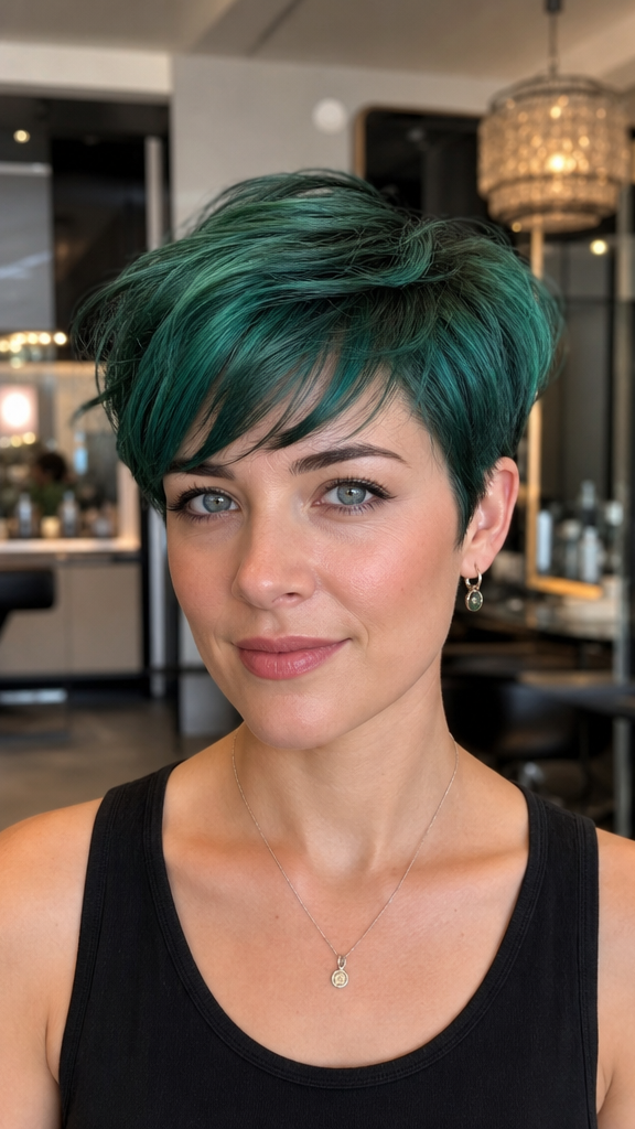 53 Best Pixie Cuts to Suit Every Style and Personality Emerald Teal Pixie Hair
