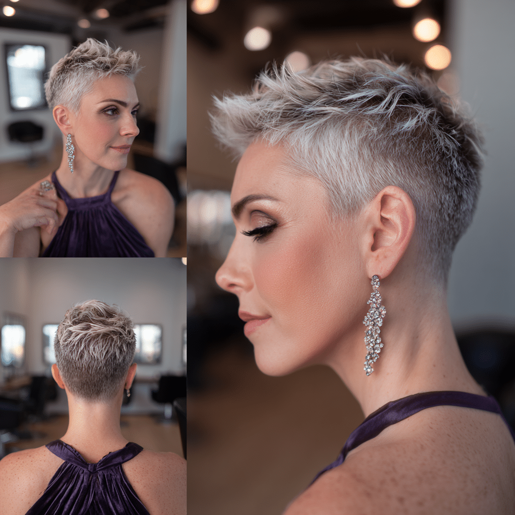 Icy Platinum Silver Pixie Hair