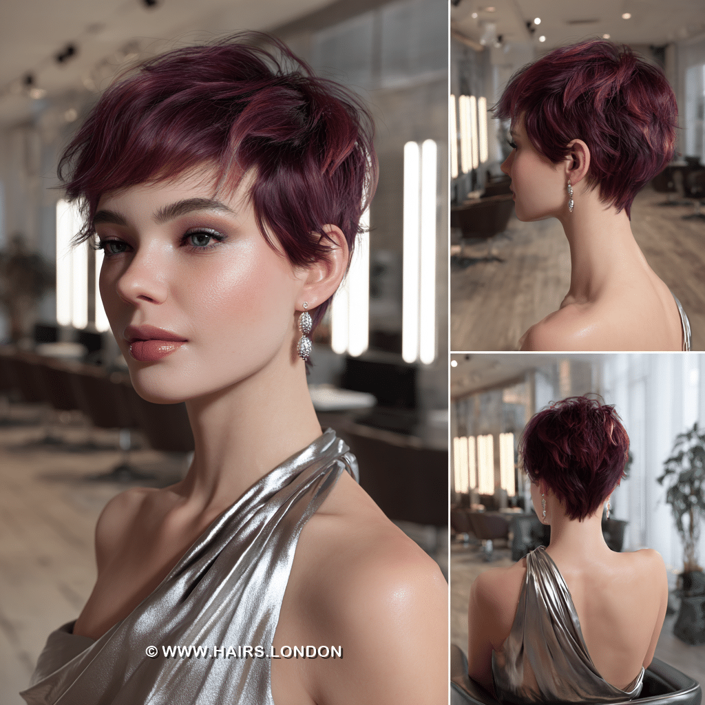 Deep Berry Plum Pixie Hair