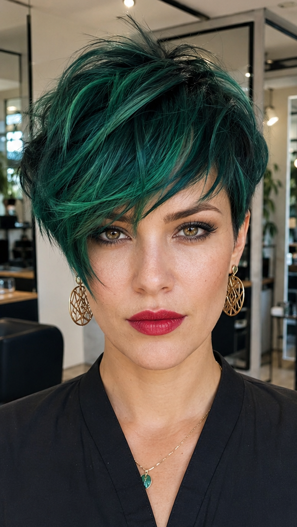 54 Long Pixie Cut Ideas for a Creative Look Emerald Midnight Hair