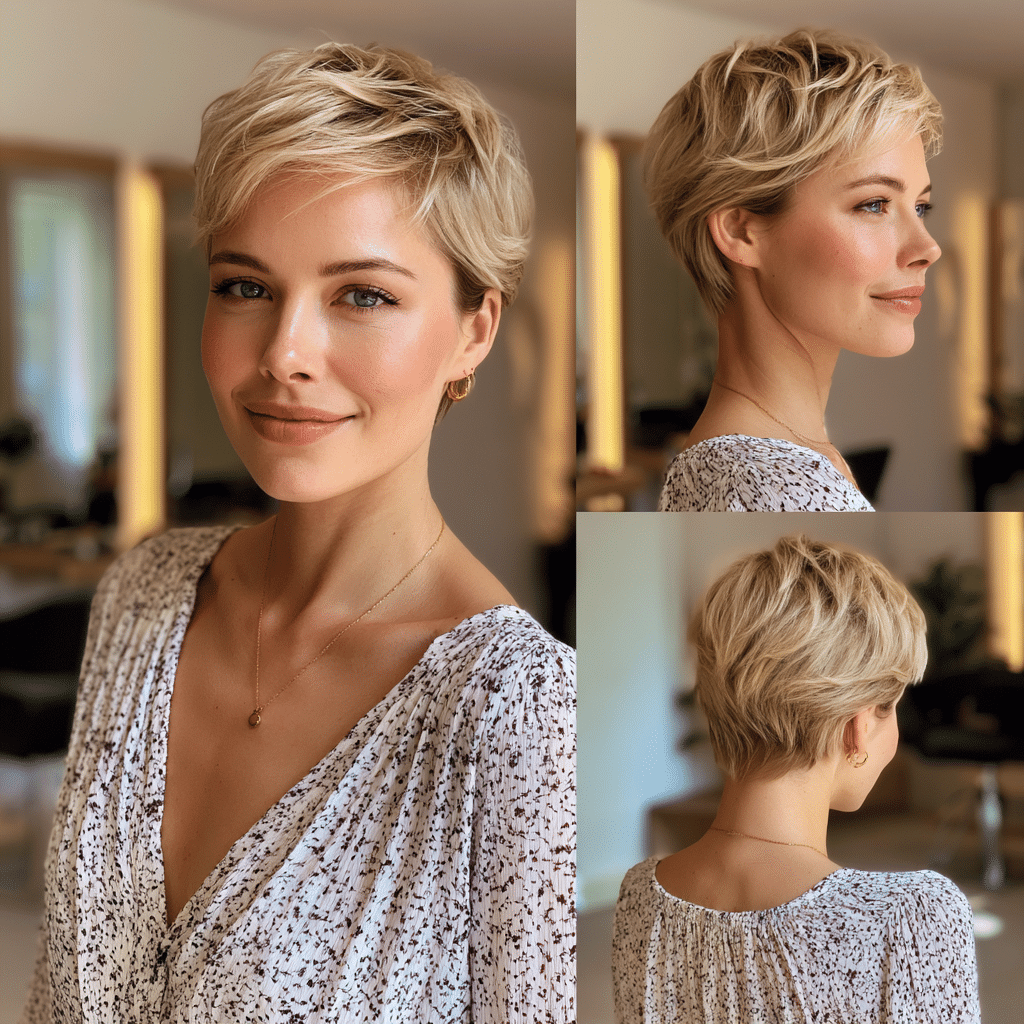 Soft Vanilla Blonde Pixie Hair
