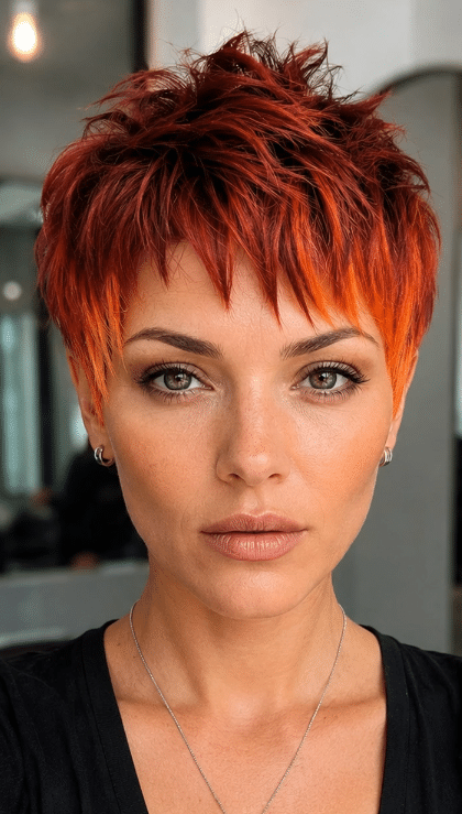 Fiery Sunset Pixie Hair