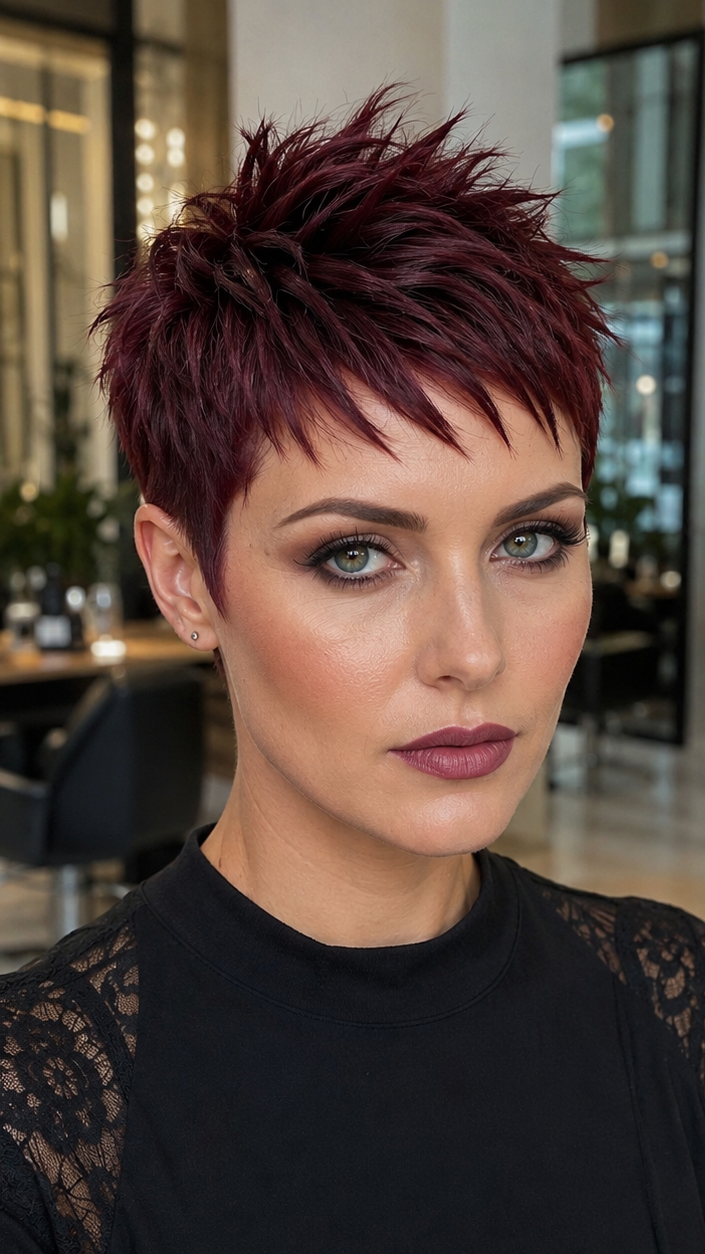 65 Best Short Pixie Cut Hairstyles 2026 Deep Merlot Wine Hair