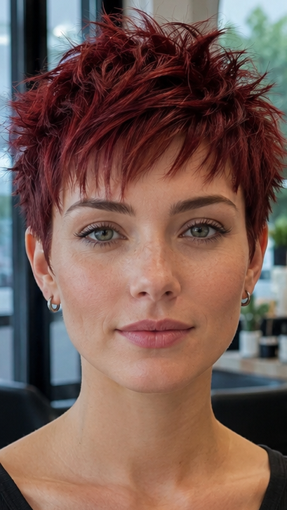 65 Best Short Pixie Cut Hairstyles 2026 Burgundy Merlot Red Hair