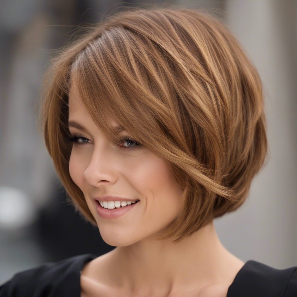 Caramel Bob with Side Bangs