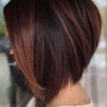 Chocolate brown bob with dark red highlights