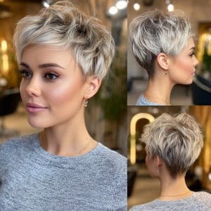 Icy Blonde Textured Pixie Hair