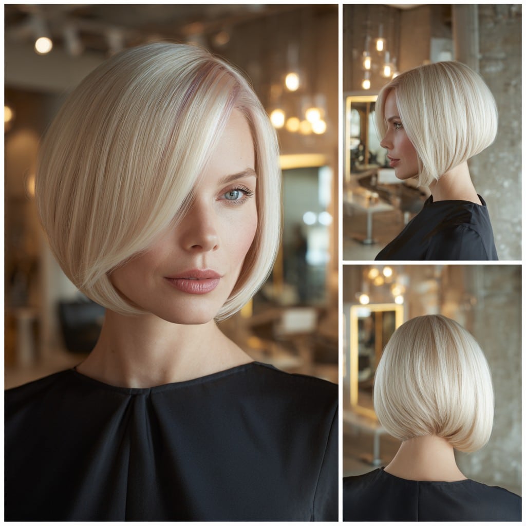 Icy Platinum Blonde Bob Hair