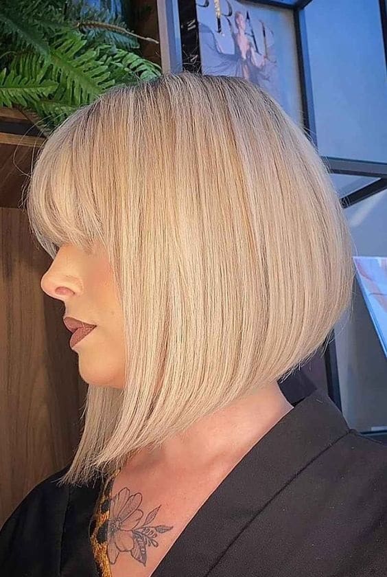 Platinum Blonde Bob With Bangs