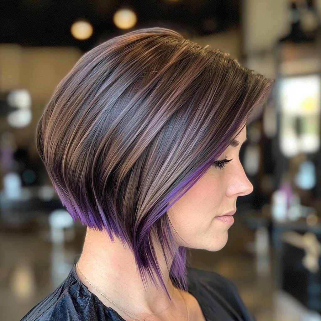 Purple-Underlined Inverted Bob Hair