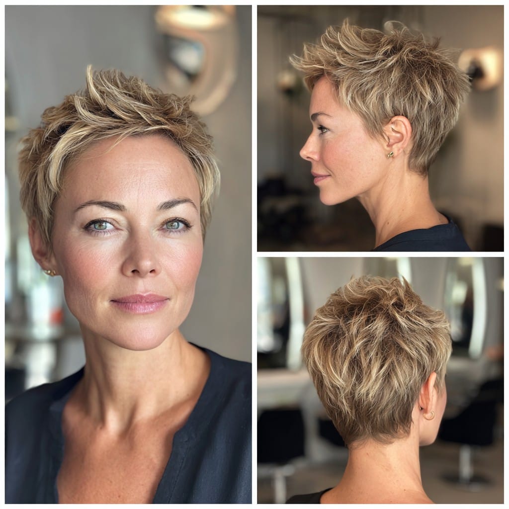 Sandy Blonde Pixie Hair