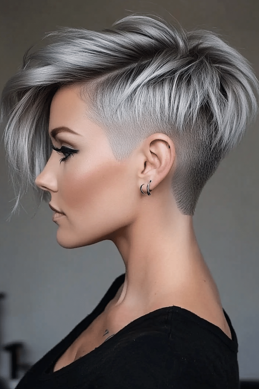 Smoky Silver Pixie Hair