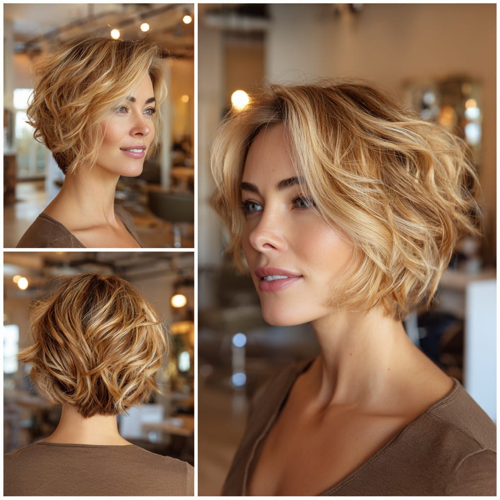 Tousled Golden Blonde Bob Hair