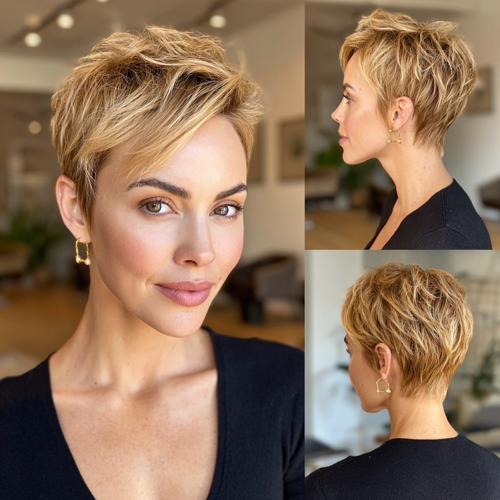 Warm Honey Blonde Pixie Hair