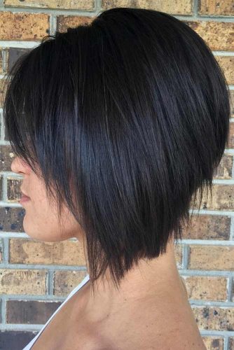 Black Bob With Bangs #bobhaircuts #haircuts #invertedbob #shortbob #blackcolor